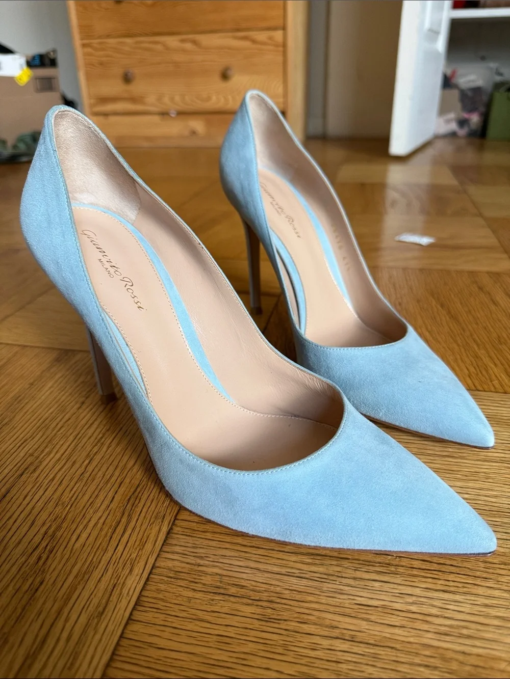 Gianvito Rossi Blue Suede Heels